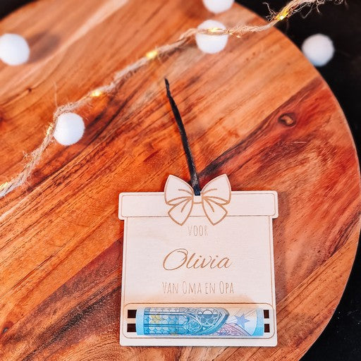 Gepersonaliseerde houten geldhouder