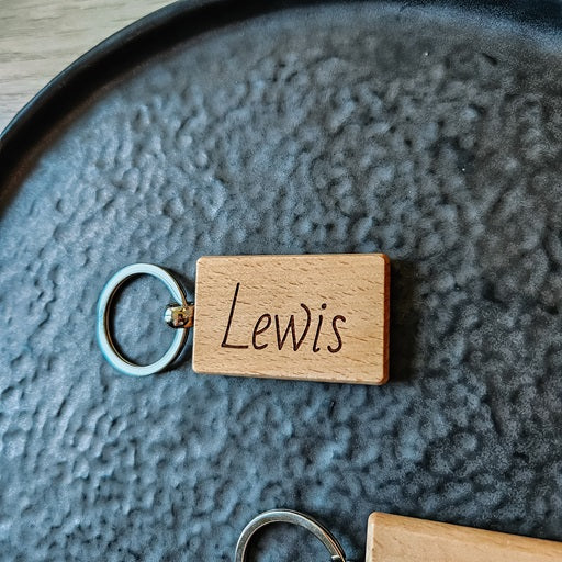 Gepersonaliseerde Houten Sleutelhanger – Rechthoekig