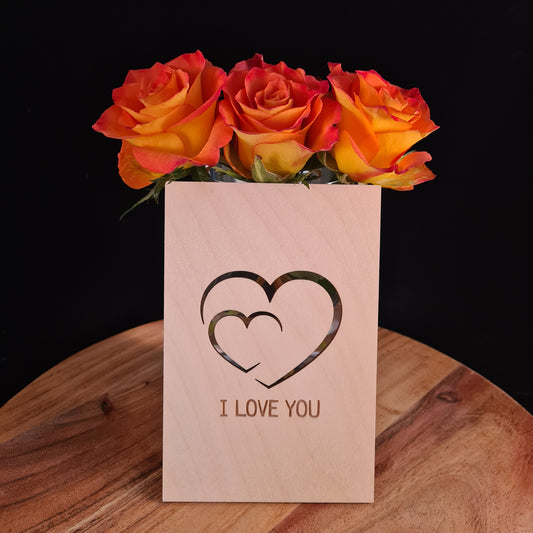 Houten wenskaart "I love you"