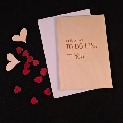 Houten wenskaart "To do list"