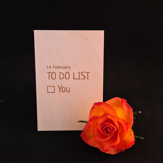 Houten wenskaart "To do list"