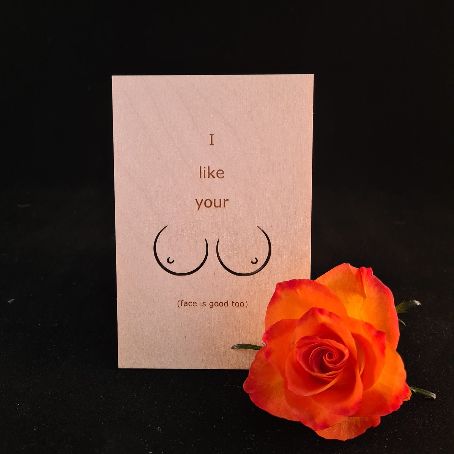 Houten wenskaart "I like your ..."