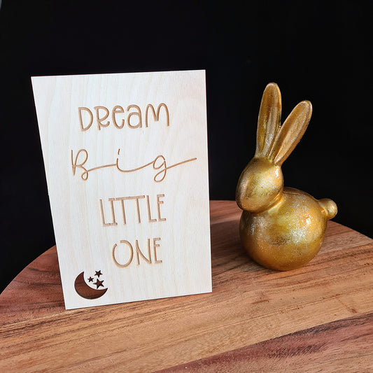 Houten wenskaart "Dream big"
