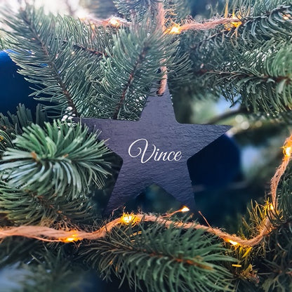 Kerstversiering leisteen met naam - ster