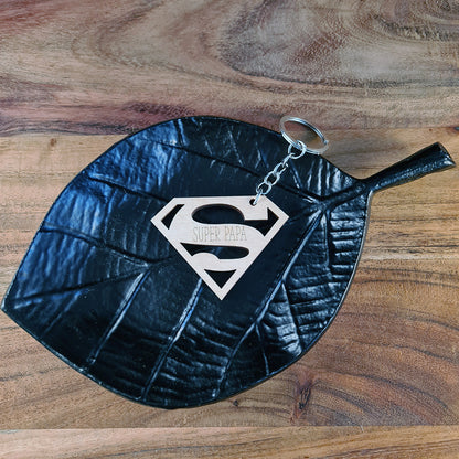 Houten sleutelhanger "Super papa"