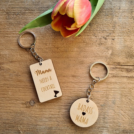 Houten sleutelhanger "Mama"