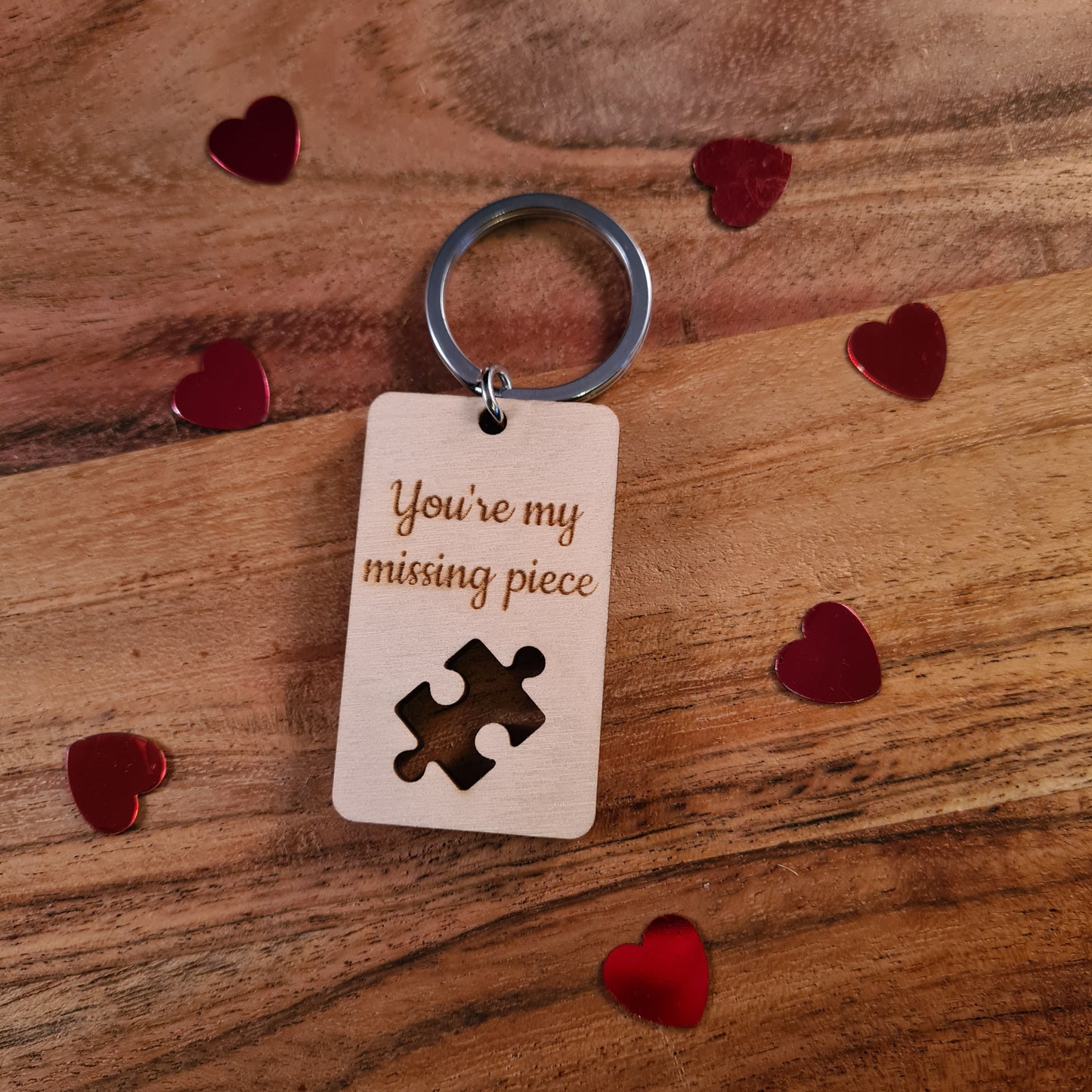 Houten sleutelhanger "Missing piece"