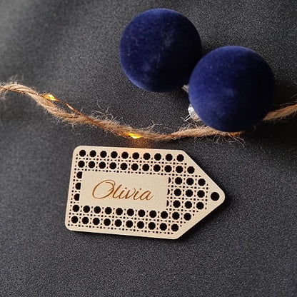 Houten cadeau tag met naam - rotan